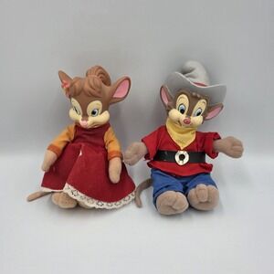 VTG TYCO American Tail Fievel Goes West & Tanya Vinyl Face Plushes 5" Dolls 1991